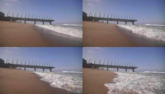 小海浪冲击海滩的视频高清在线视频素材下载