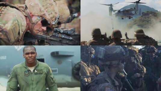 蒙太奇各种场景的士兵高清在线视频素材下载