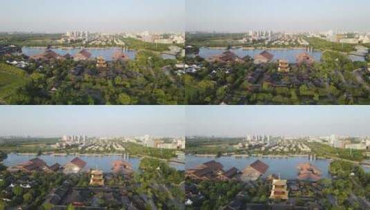 上海广富林公园4K航拍原素材高清在线视频素材下载