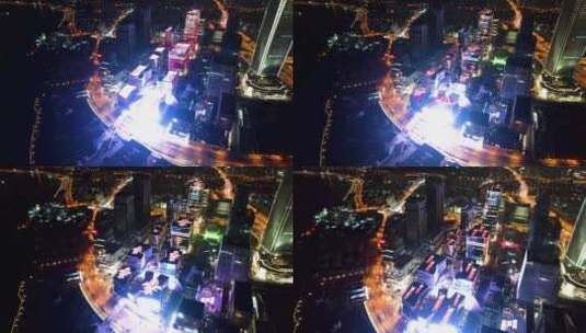 4K航拍上海国际传媒港夜景高清在线视频素材下载