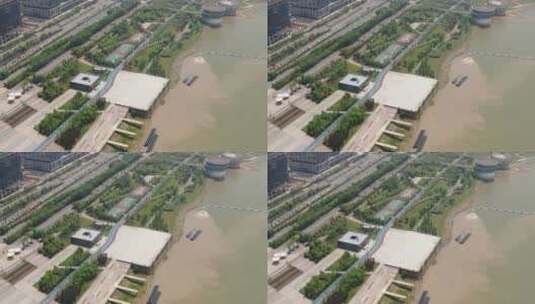 航拍江西南昌朝阳江滩灌婴中轴广场高清在线视频素材下载