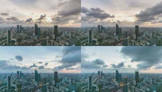 延时高清拍摄上海现代地标建筑和都市风光高清在线视频素材下载