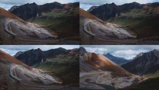 山路崎岖视频中国西部青藏高原蜿蜒曲折土路高清在线视频素材下载