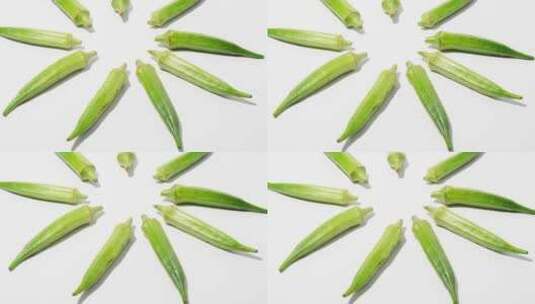 新鲜蔬菜秋葵4k平移镜头高清在线视频素材下载