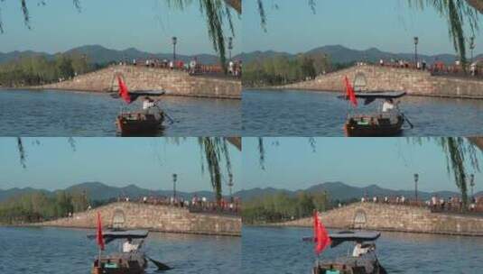 7 杭州 风景 西湖 断桥 小船高清在线视频素材下载