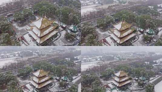 湖南岳阳洞庭湖岳阳楼风光航拍高清在线视频素材下载