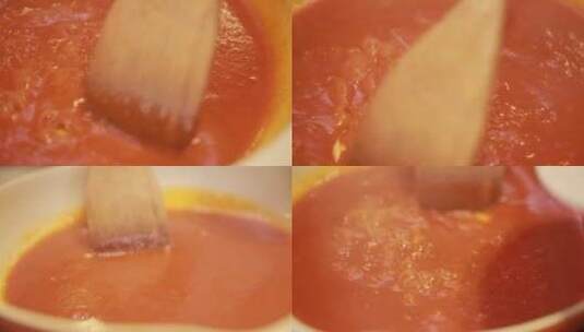 【镜头合集】切番茄熬西红柿酱底料高清在线视频素材下载