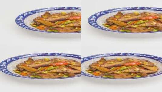 家常菜品小炒腊肉4k竖版滑轨平移高清在线视频素材下载