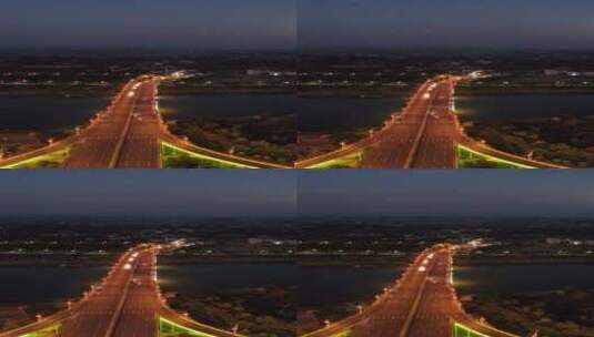 航拍湖南衡阳东三环立交桥城市夜景高清在线视频素材下载