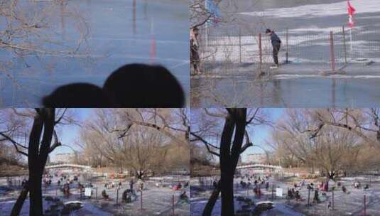 【镜头合集】网红冰车滑冰冰刀雪场紫竹院高清在线视频素材下载