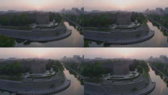 西安城墙护城河高清在线视频素材下载