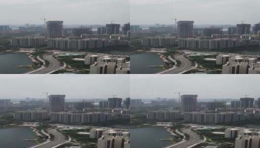 航拍建设中的广州南沙高清在线视频素材下载