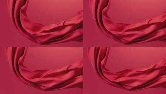 随风流动的红色曲线布料红旗3D渲染高清在线视频素材下载