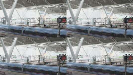 广州南站停放的高铁高清在线视频素材下载