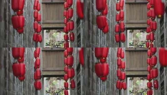 成都锦里古巷悬挂的红灯笼高清在线视频素材下载