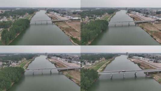 无人机航拍从上方飞过大桥高清在线视频素材下载