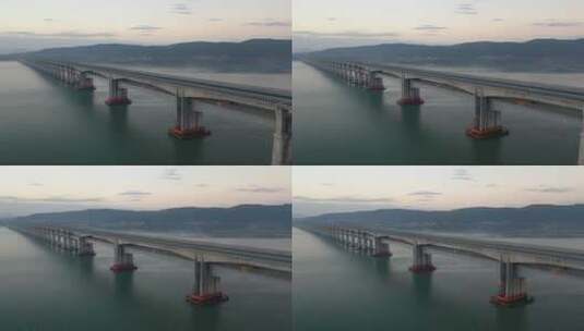 原创 福建福州平潭海峡公铁大桥航拍景观高清在线视频素材下载