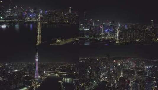广州广州塔夜景航拍城市宣传片高清在线视频素材下载