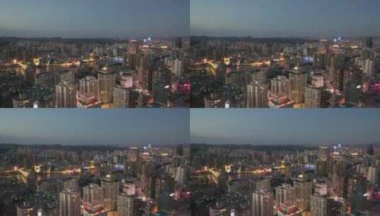 甘肃兰州地标建筑城市天际线夜景航拍高清在线视频素材下载