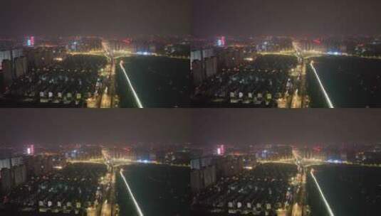 洛阳隋唐立交桥交通夜景航拍高清在线视频素材下载