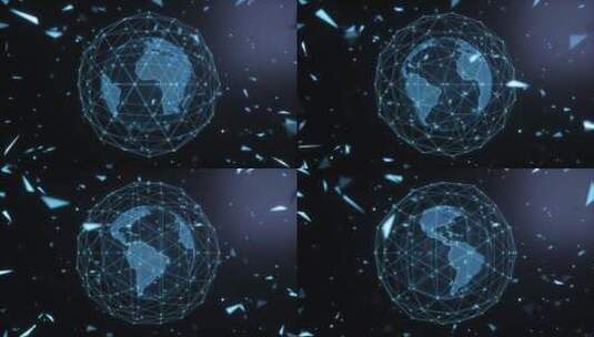 太空中旋转的地球和网络通讯科技C4D动画高清在线视频素材下载