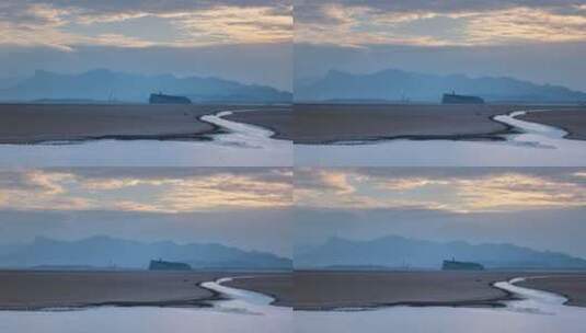 鄱阳湖鞋山黄昏延时视频高清在线视频素材下载
