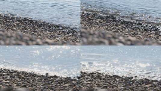 阳光下的海岸线鹅卵石高清在线视频素材下载