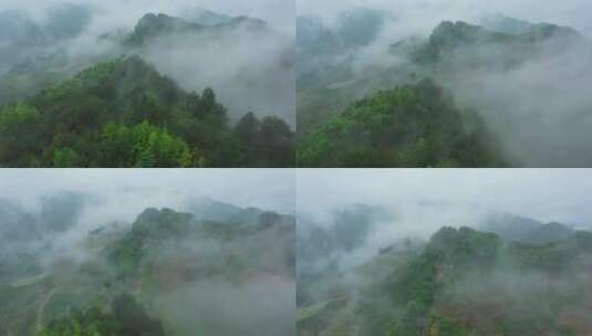 航拍山间云雾缥缈高清在线视频素材下载