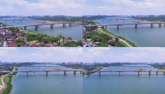 航拍江西省吉安县永和连心大桥高清在线视频素材下载
