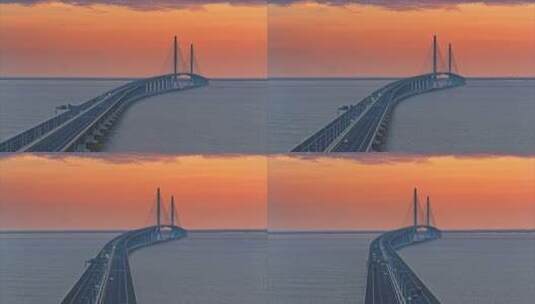 航拍鸟飞过上海长江大桥高清在线视频素材下载