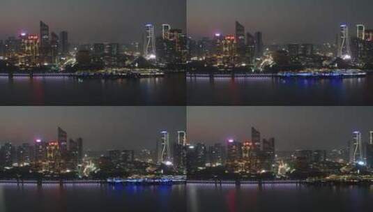 杭州钱江新城夜景航拍高清在线视频素材下载