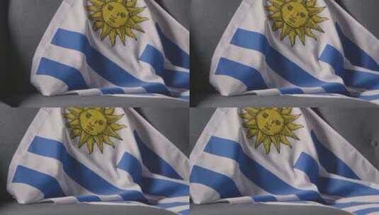 沙发上的乌拉圭国旗特写高清在线视频素材下载