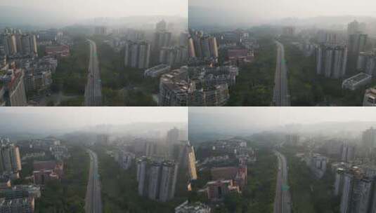4K航拍重庆北碚街道城市风光高清在线视频素材下载