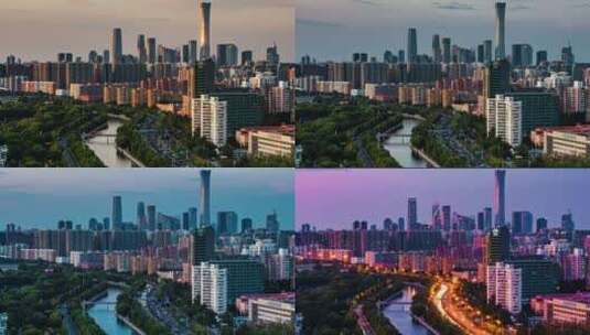 北京国贸东二环车流日转夜延时北京地标建筑高清在线视频素材下载