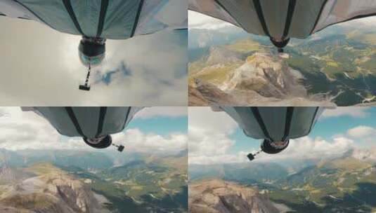 冒险者穿着翼服跳下山崖  高清在线视频素材下载
