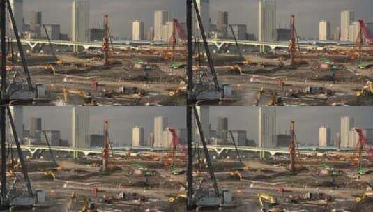 城市建设施工工地航拍高清在线视频素材下载