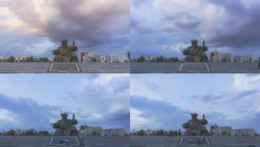 苏尼特右旗赛罕塔拉乌兰牧骑广场延时摄影8K高清在线视频素材下载