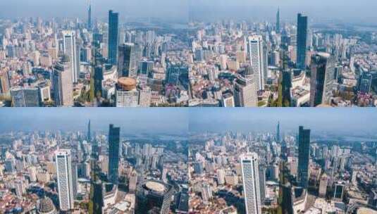 中国江苏南京紫峰大厦和城市天际线航拍风光高清在线视频素材下载