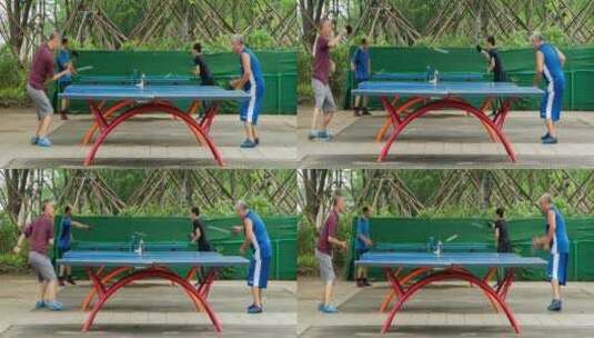 公园百姓乒乓球锻炼高清在线视频素材下载