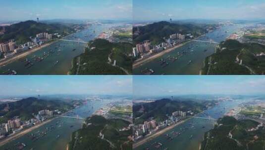 广西梧州西江航拍高清在线视频素材下载