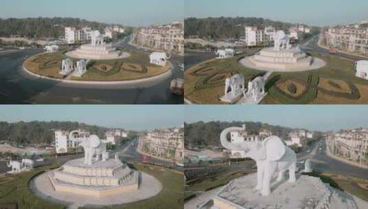 云南旅游风光滇西盈江县中心花园大象雕塑高清在线视频素材下载