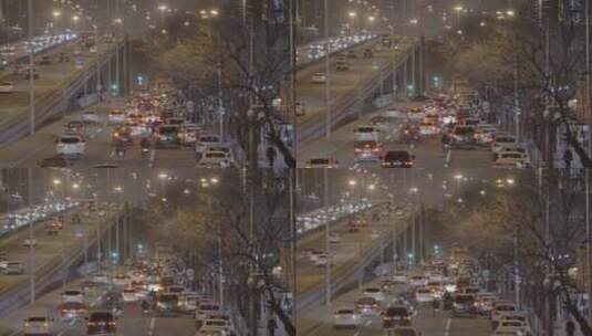 下班开车 道路车流夜景 北京车流高清在线视频素材下载