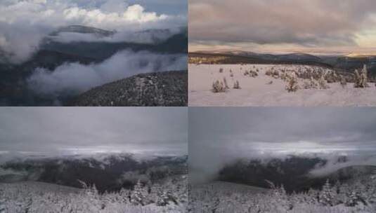 冬季山顶浓雾云海翻滚云卷云涌高清在线视频素材下载