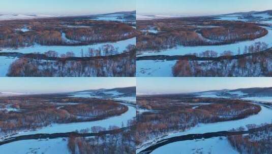 湿地公园春季雪景不冻河高清在线视频素材下载
