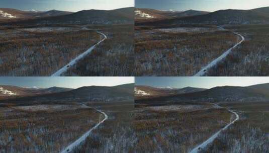 内蒙古大兴安岭森林公路S204省道航拍高清在线视频素材下载