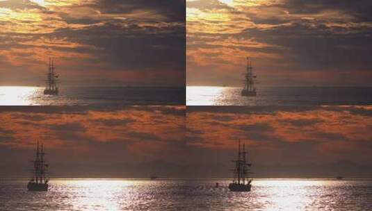 朝阳下的帆船扬帆远航高清在线视频素材下载