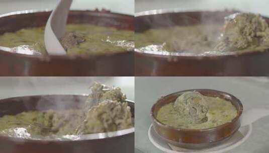 广东名菜美食美味禾虫蒸蛋海产品沙蚕养殖高清在线视频素材下载