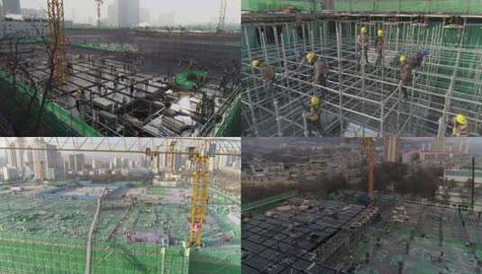 4K航拍建筑工地施工高清在线视频素材下载