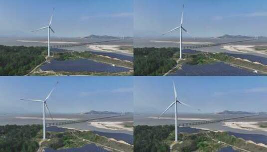 光伏发电站和风能风车高清在线视频素材下载