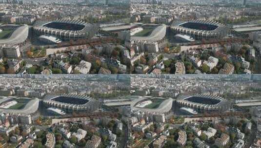 王子公园球场，巴黎PSG体育场之旅，法国。无人机全景高清在线视频素材下载